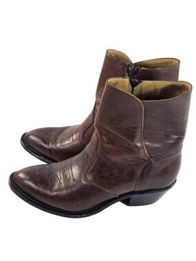 Vintage 90s Boulet Brown Leather Western Ankle Cowboy Boots Womens 7.5 3E Wide
